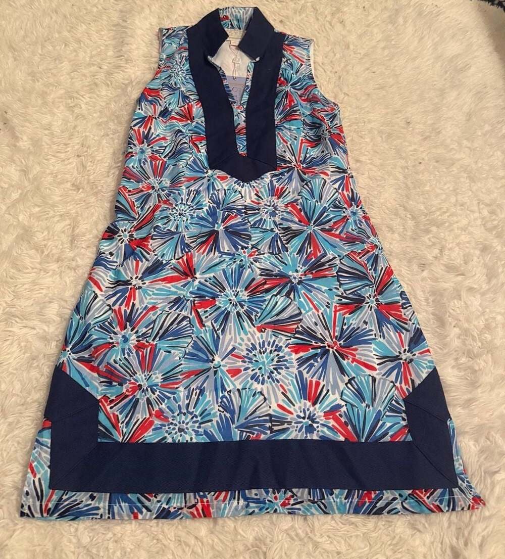 Sail to Sable Firework Sleeveless Dress Size XS Blue Red